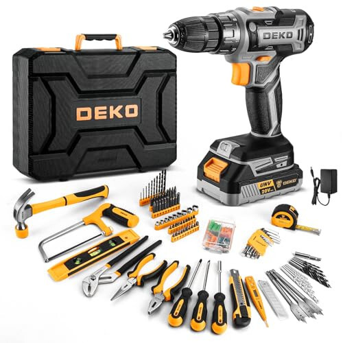 Cordless Drill Tool Kit Set: 20V Power Drill Tool Box with Battery Electric Drill Driver for Men Home Hand Repair Basic Toolbox Tools Sets Drills Case - 1