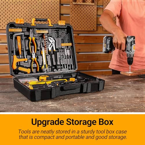 Cordless Drill Tool Kit Set: 20V Power Drill Tool Box with Battery Electric Drill Driver for Men Home Hand Repair Basic Toolbox Tools Sets Drills Case - 6