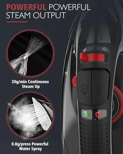 Cordless Iron, 1500W Cordless Iron with Steam - Cordless Iron for Clothes with 11.84oz Water Tank, Anti Drip Iron Cordless with Ceramic Soleplate and 3 Temperature Settings-BLACK - 4