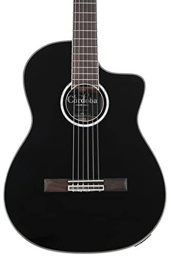 Cordoba Fusion 5 Jet Acoustic-Electric Cutaway Nylon String Guitar, Jet Black, Fusion Series - 1