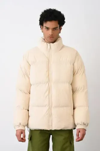 Corduroy Padded Jacket-CREAM - İLKCET MODA (1)