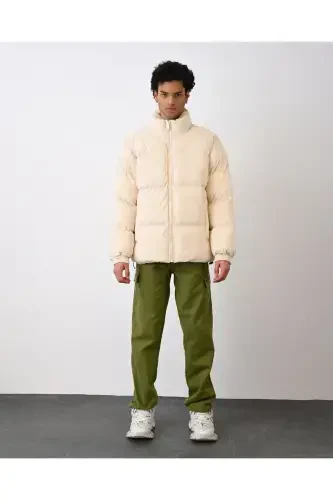 Corduroy Padded Jacket-CREAM - 3