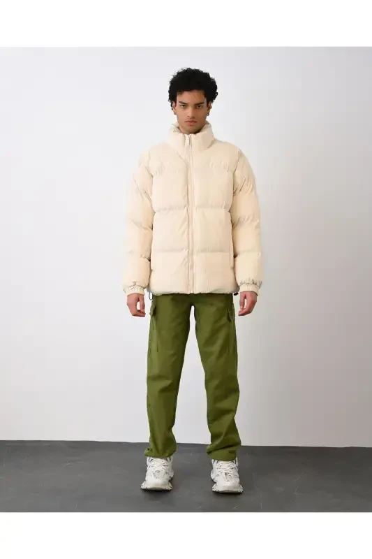 Corduroy Padded Jacket-CREAM - 3