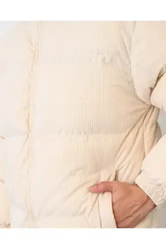 Corduroy Padded Jacket-CREAM - 5