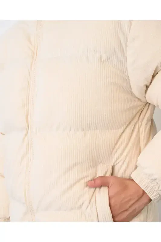Corduroy Padded Jacket-CREAM - 5