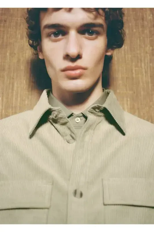 Corduroy Shirt Jacket with Pocket - MANGO MAN