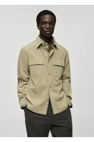 Corduroy Shirt Jacket with Pocket - 3