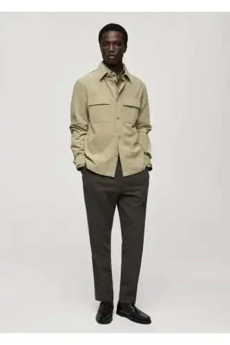 Corduroy Shirt Jacket with Pocket - 4