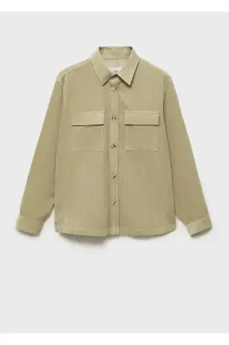 Corduroy Shirt Jacket with Pocket - 5