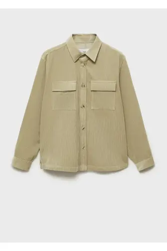 Corduroy Shirt Jacket with Pocket - 5