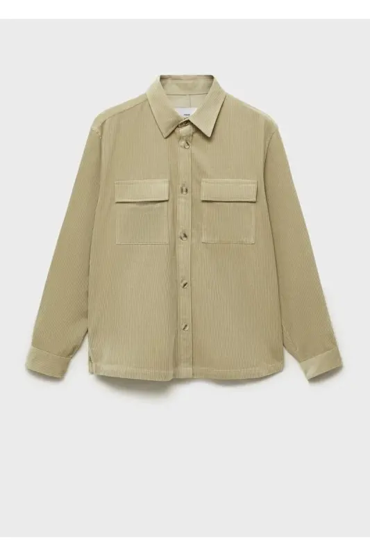Corduroy Shirt Jacket with Pocket - 5