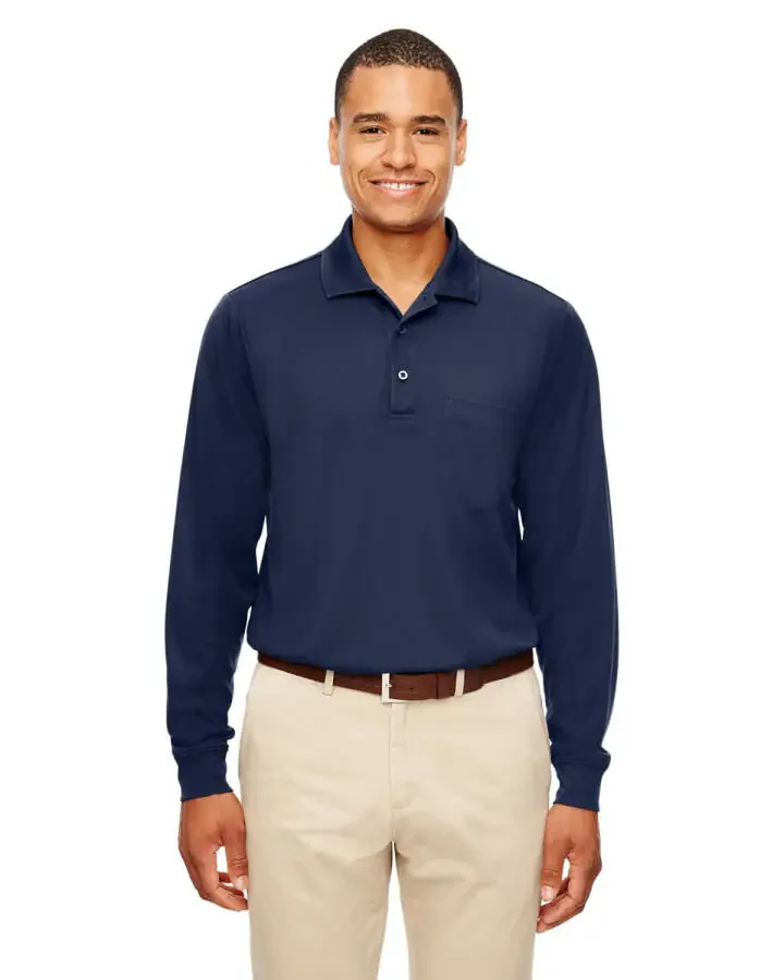 Core 365 Pinnacle Performance Piqu Uzun Ko'lmalı Çepli Polo (88192P) Klassik Navy, 3XL - 1