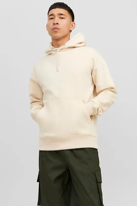 Core Jcoclassic Cotton Hooded Sweatshirt Men's SWEAT 12240189 - LIGHT BEIGE - 3