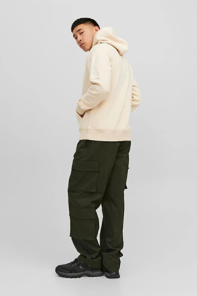 Core Jcoclassic Pamuklu Kapüşonlu Sweat Erkek SWEAT 12240189-AÇIK BEJ - Jack & Jones (1)