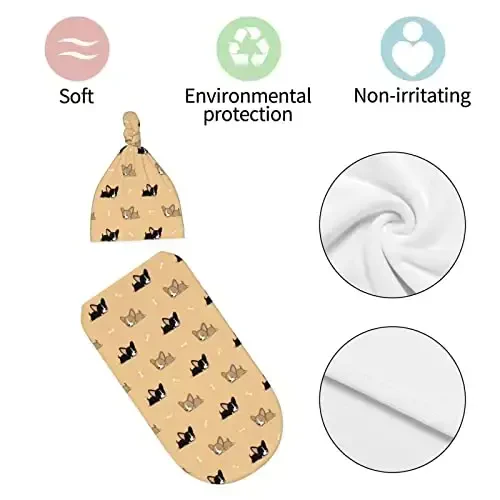Corgi Newborn Swaddle Blanket with Hat Set Baby Stuff Receiving Blankets Soft Transition Sleep Sacks Gifts for Infant Boys Girls - 7