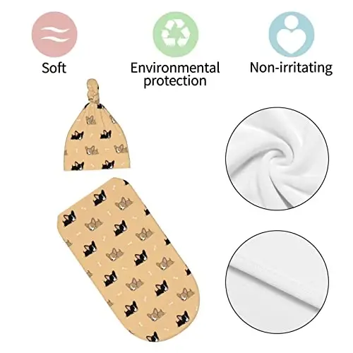 Corgi Newborn Swaddle Blanket with Hat Set Baby Stuff Receiving Blankets Soft Transition Sleep Sacks Gifts for Infant Boys Girls - 7