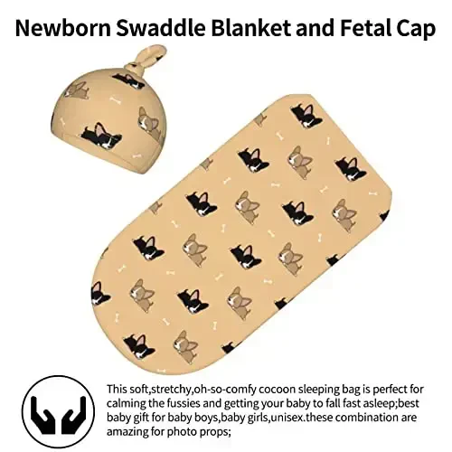 Corgi Newborn Swaddle Blanket with Hat Set Baby Stuff Receiving Blankets Soft Transition Sleep Sacks Gifts for Infant Boys Girls - NORCHZI (1)
