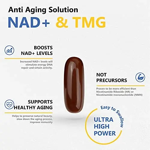 Corllia Liposomal NAD+ 500mg TMG 250mg Softgels bilan, Nikotinamid Ribosid Alternativ, Haqiqiy NAD+ Qo'shimchasi, 60 Portion - CORLLIA (1)