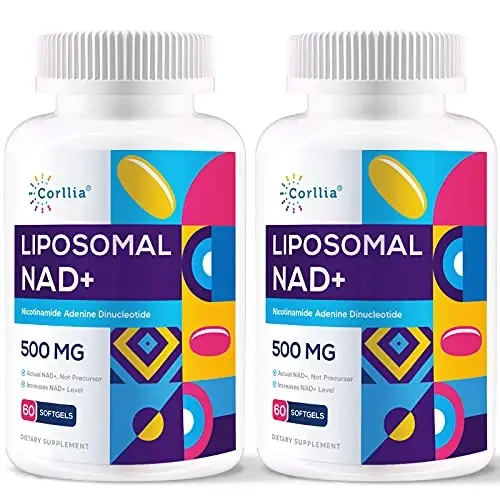 Corllia Liposomal NAD+ 500mg with TMG 250mg Softgels, Nicotinamide Riboside Alternative, Actual NAD+ Supplement, 120 Servings - 1