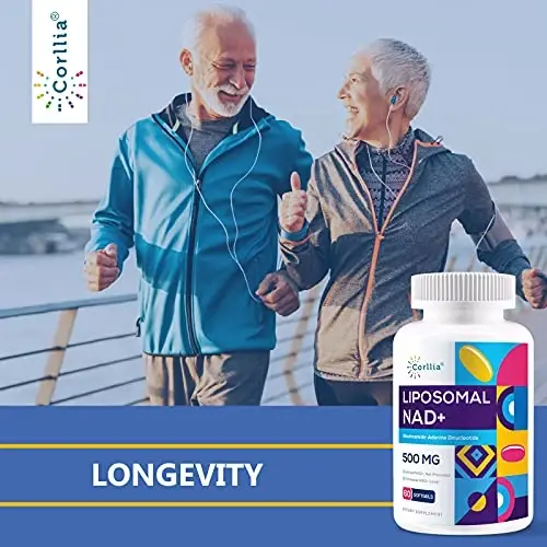 Corllia Liposomal NAD+ 500mg with TMG 250mg Softgels, Nicotinamide Riboside Alternative, Actual NAD+ Supplement, 120 Servings - 6