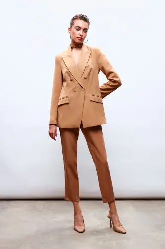 Corsage Detail Trousers - CAMEL-CAMEL 