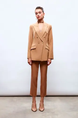 Corsage Detail Trousers - CAMEL-CAMEL - SATEEN (1)