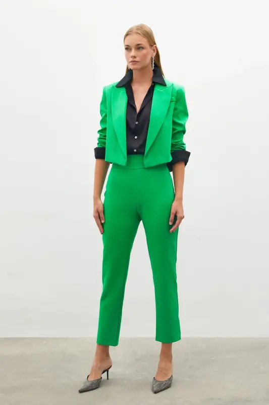 Corsage Detailed Pants - GREEN-GREEN - 1