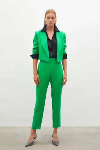 Corsage Detailed Pants - GREEN-GREEN - SATEEN (1)