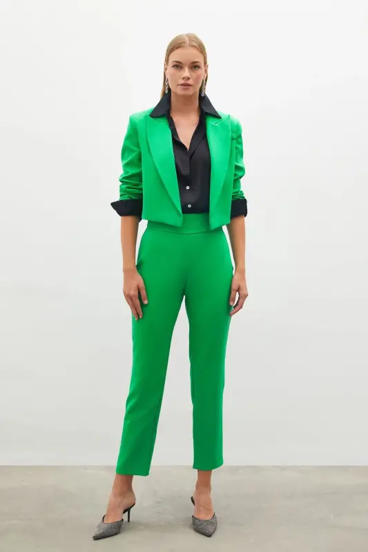Corsage Detailed Pants - GREEN-GREEN - 2