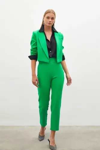 Corsage Detailed Pants - GREEN-GREEN - 3