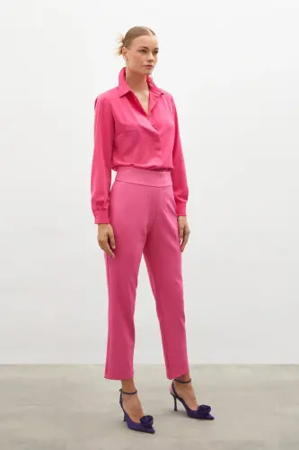 Corsage Detailed Trousers - PINK-PINK - 5