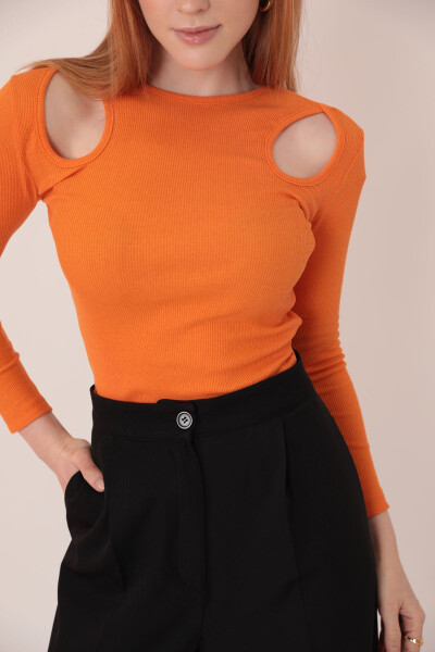 Corset Fabric Off-Shoulder Women's Blouse - Orange - 3