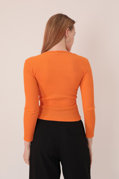 Corset Fabric Off-Shoulder Women's Blouse - Orange - 4