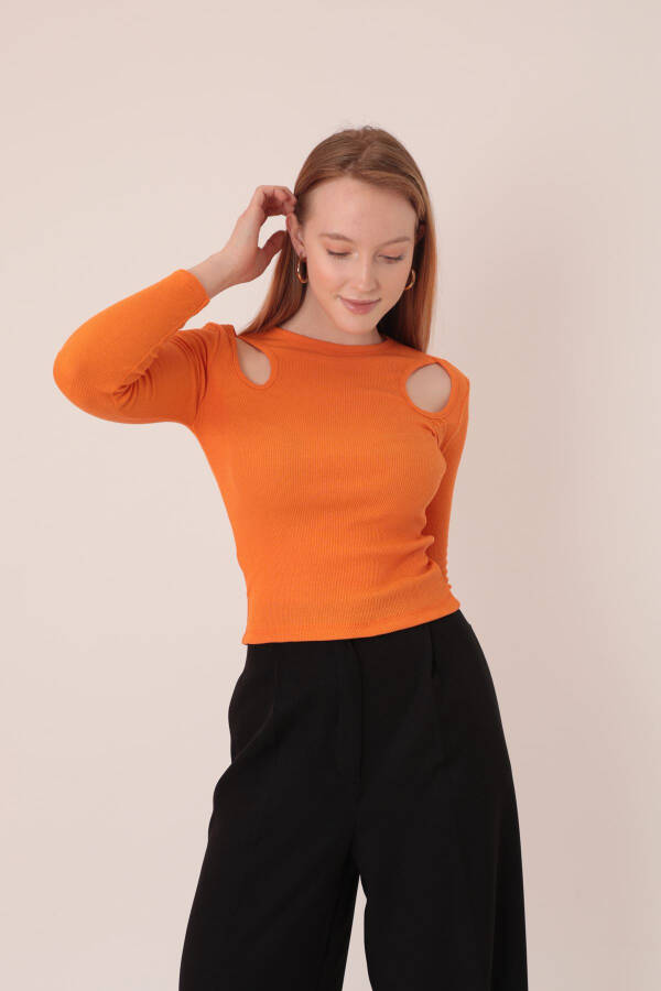 Corset Fabric Off-Shoulder Women's Blouse - Orange - 6