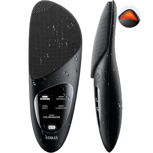 COSLUS Face Scrubber Facial Cleansing Brush: Silicone Portable Waterproof Rechargeable Face Wash Brush, 4 Cleansing Modes, Electric Face Exfoliator for Men Women Cleaning, Exfoliating, Massaging - COSLUS