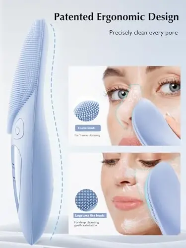 COSLUS Facial Cleansing Brush Silicone Face Scrubber: IPX7 Waterproof Rechargeable Face Wash Brush, 4 Cleansing Modes , Electric Face Brush for Cleaning, Exfoliating, Massaging - COSLUS (1)