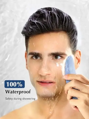 COSLUS Facial Cleansing Brush Silicone Face Scrubber: IPX7 Waterproof Rechargeable Face Wash Brush, 4 Cleansing Modes , Electric Face Brush for Cleaning, Exfoliating, Massaging - 4