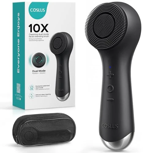 COSLUS Face Scrubber Facial Cleansing Brush: 2 in 1 Spin and Vibration Patented Tech, Silicone Electric Exfoliator Scrubber with Automatic Foaming, Waterproof Face Cleanser Brush for Men and Women - 4