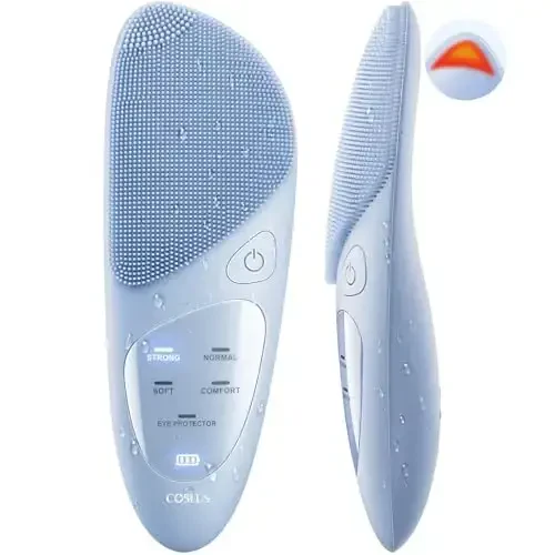 COSLUS Facial Cleansing Brush Silicone Face Scrubber: IPX7 Waterproof Rechargeable Face Wash Brush, 4 Cleansing Modes , Electric Face Brush for Cleaning, Exfoliating, Massaging - COSLUS