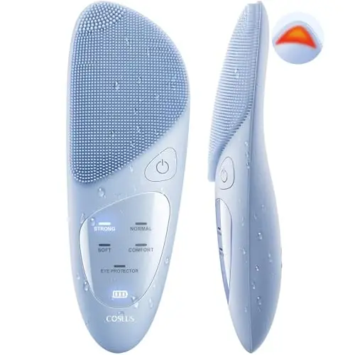 COSLUS Facial Cleansing Brush Silicone Face Scrubber: IPX7 Waterproof Rechargeable Face Wash Brush, 4 Cleansing Modes , Electric Face Brush for Cleaning, Exfoliating, Massaging - COSLUS