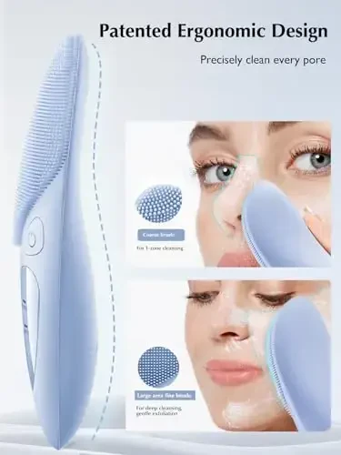 COSLUS Facial Cleansing Brush Silicone Face Scrubber: IPX7 Waterproof Rechargeable Face Wash Brush, 4 Cleansing Modes , Electric Face Brush for Cleaning, Exfoliating, Massaging - 2