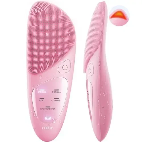 COSLUS Facial Cleansing Brush Silicone Face Scrubber: Waterproof Rechargeable Face Wash Brush, 4 Cleansing Modes, Electric Face Exfoliator for Men Women Cleaning, Exfoliating, Massaging - COSLUS