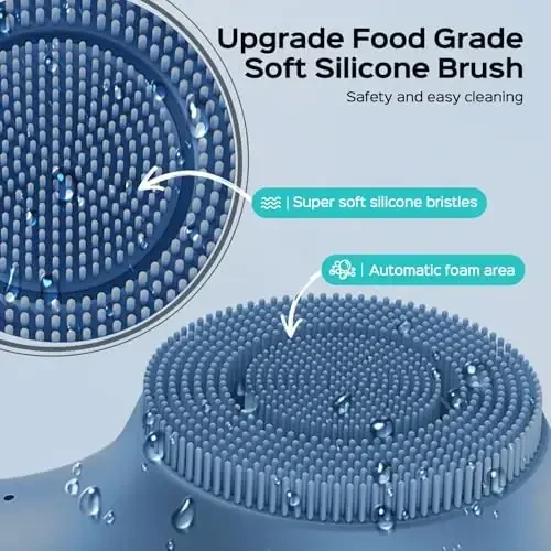 COSLUS Yuz Tozalash Cho'tkasi: 2 in 1 Spin va Vibratsiyali Patentlangan Texnologiya, Avtomatik Ko'piklanadigan Silikon Elektr Exfoliator Scrubber, Erkaklar va Ayollar uchun Suv o'tkazmaydigan Yuz Tozalash Cho'tkasi - 6