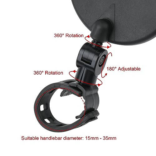 Cosmos 2 Pcs Bike Mirror Cycling Rear View Mirror HD Glass Convex Mirror 360 Degree Adjustable Rotatable Bicycle Handlebar Mirror Wide Angle Safety Mirror for Mountain Road Bike Bicycle - 3