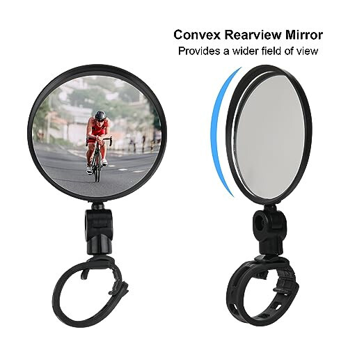 Cosmos 2 Pcs Bike Mirror Cycling Rear View Mirror HD Glass Convex Mirror 360 Degree Adjustable Rotatable Bicycle Handlebar Mirror Wide Angle Safety Mirror for Mountain Road Bike Bicycle - 5