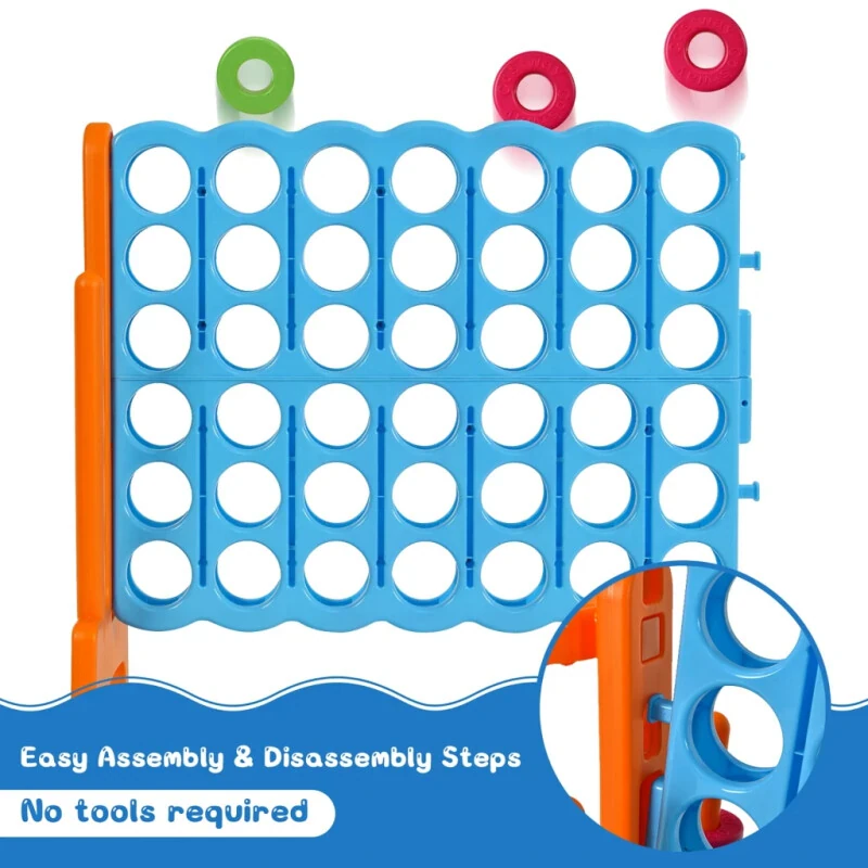 Costway 4-in-A Row Giant Game Set w/Basketball Hoop for Family Orange - COSTWAY