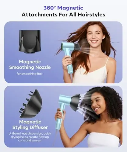 Cosy Companions High Speed Ionic Hair Dryer, 150000 RPM Fast Drying Blow Dryer with 500 Million Negative Ions, Lightweight with Heat Protection for Women & Men, Professional Salon Dryer, Blue - 6