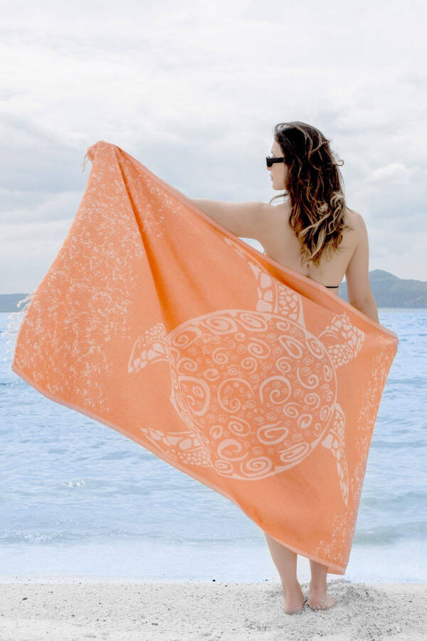 Cotton 100x180cm Pestemal Beach Towel - Caretta - 6