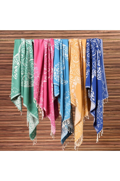 Cotton 100x180cm Pestemal Beach Towel - Caretta - 9