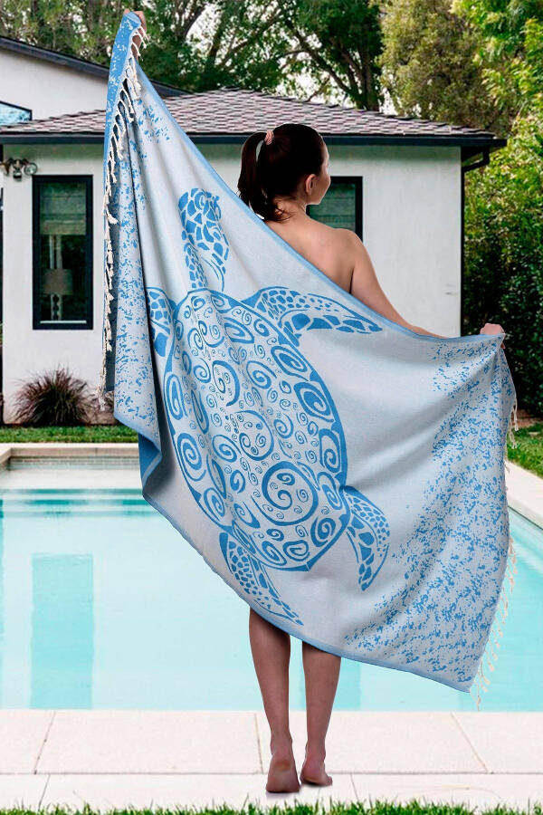 Cotton 100x180cm Pestemal Beach Towel - Caretta - 2